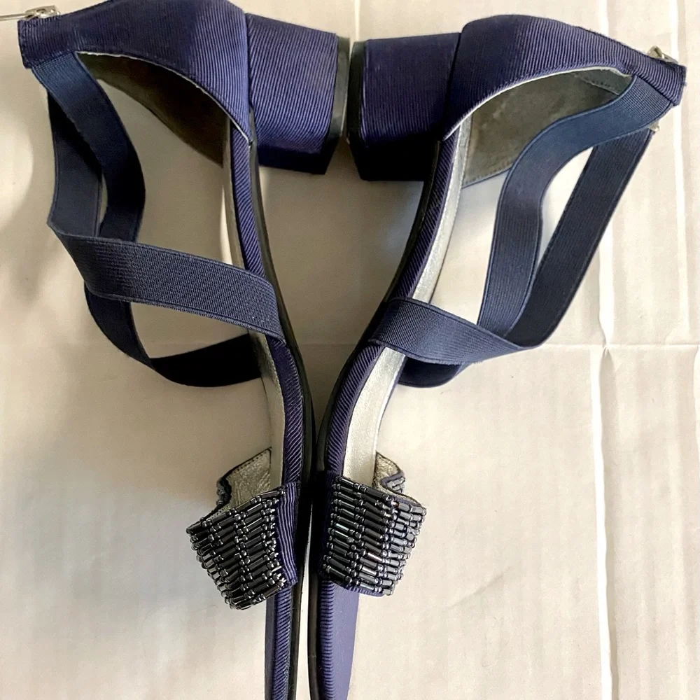 Adrianna Papell royal blue beaded shoes size 10.Beautiful beading. - Picture 7 of 13